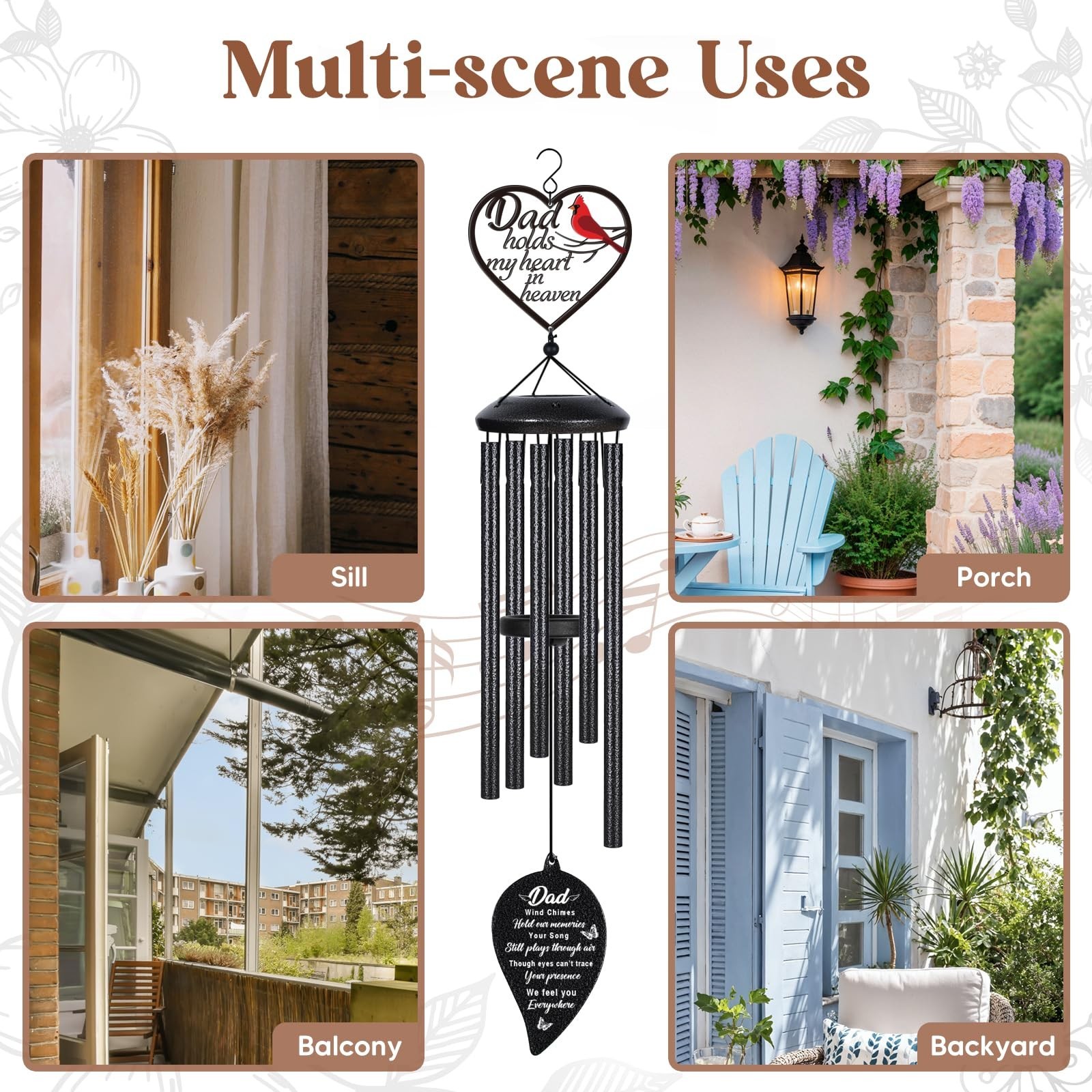 Sympathy Gifts for Loss of Dad, 30″ Memorial Wind Chimes Gift for Loss of Fat…