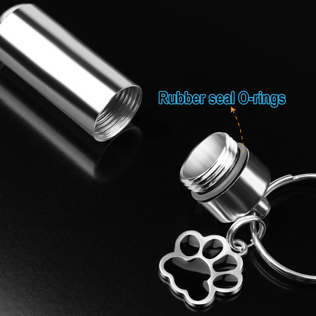 Waterproof Cremation Pet Urns Keychain for Dogs Ashes, Cylinder Cat Dog Urn for