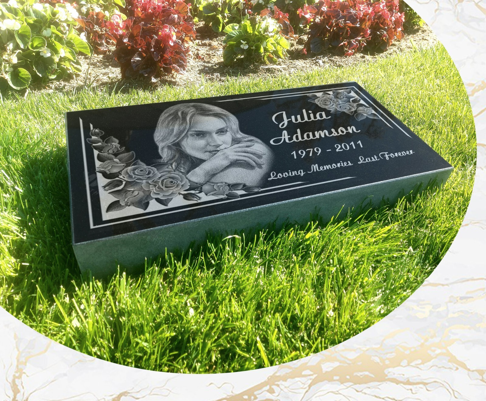 16″х8″х3″ inch Large Pet Headstone  Diamond Engraved on the Grave Marker Granite