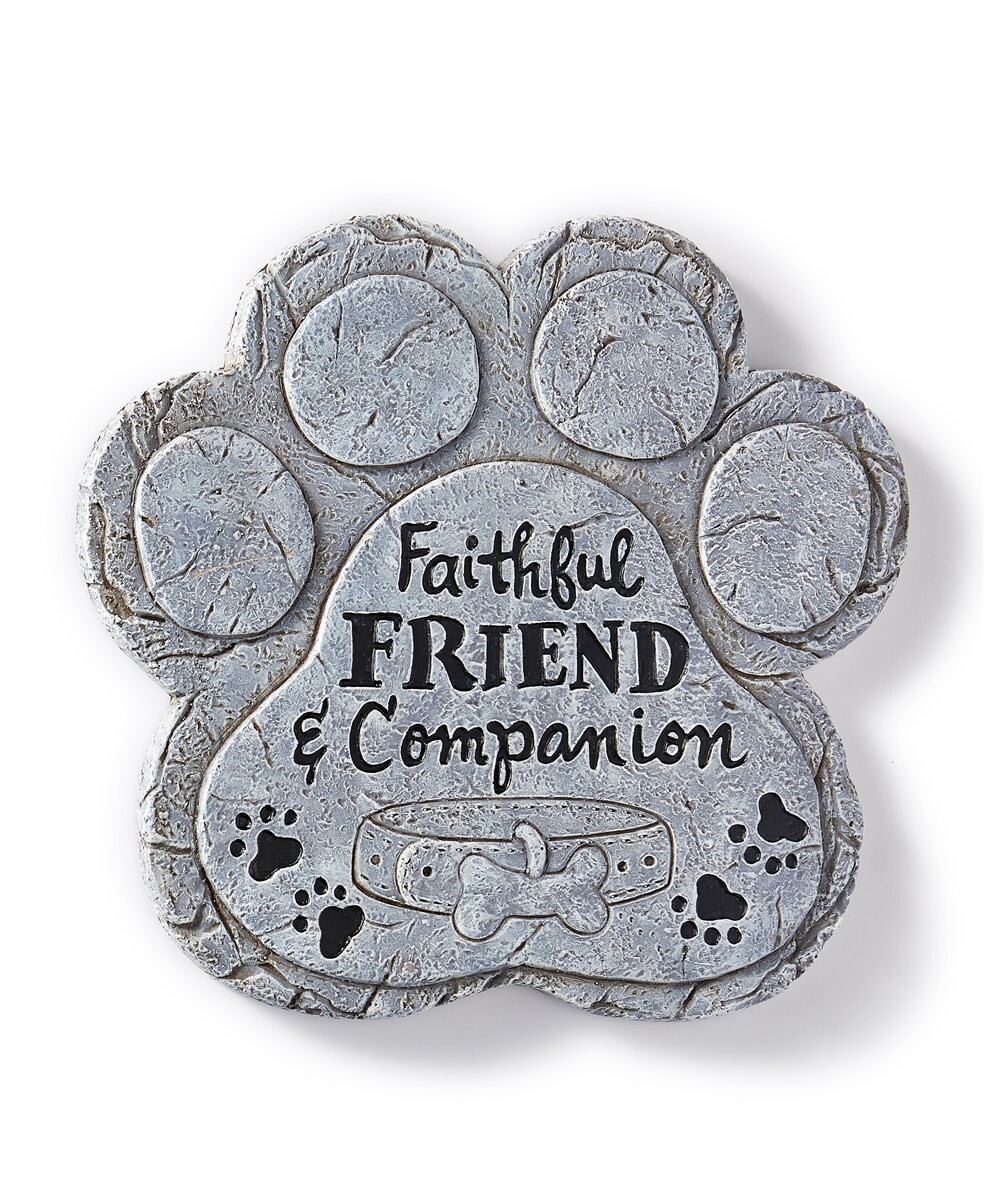 Paw Print Stepping Stone Memorial Pet 11″ long with Sentiment Wall Plaque Resin