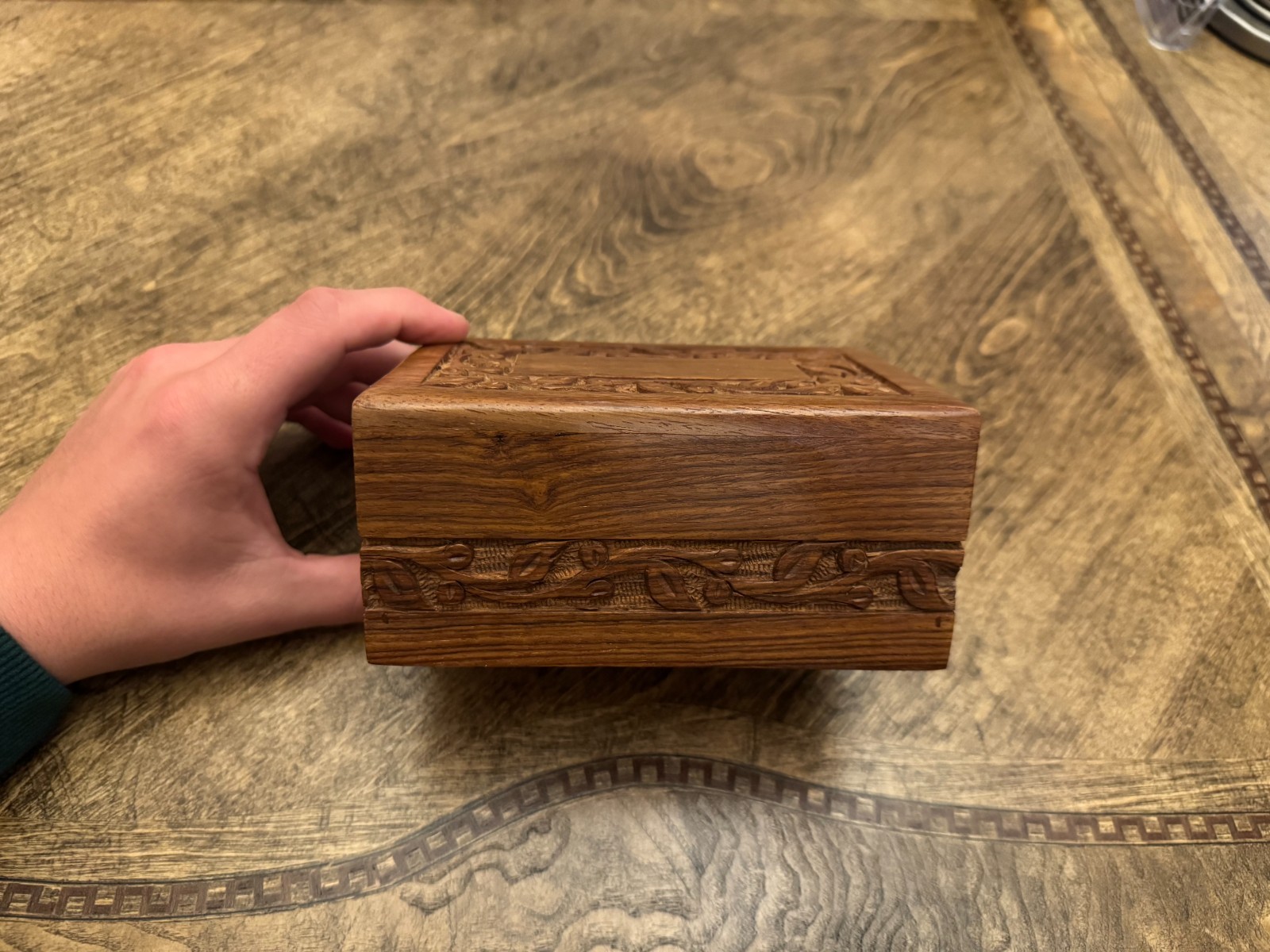 Hand-Carved Wooden Pet Urn (45 Cubic Inches)