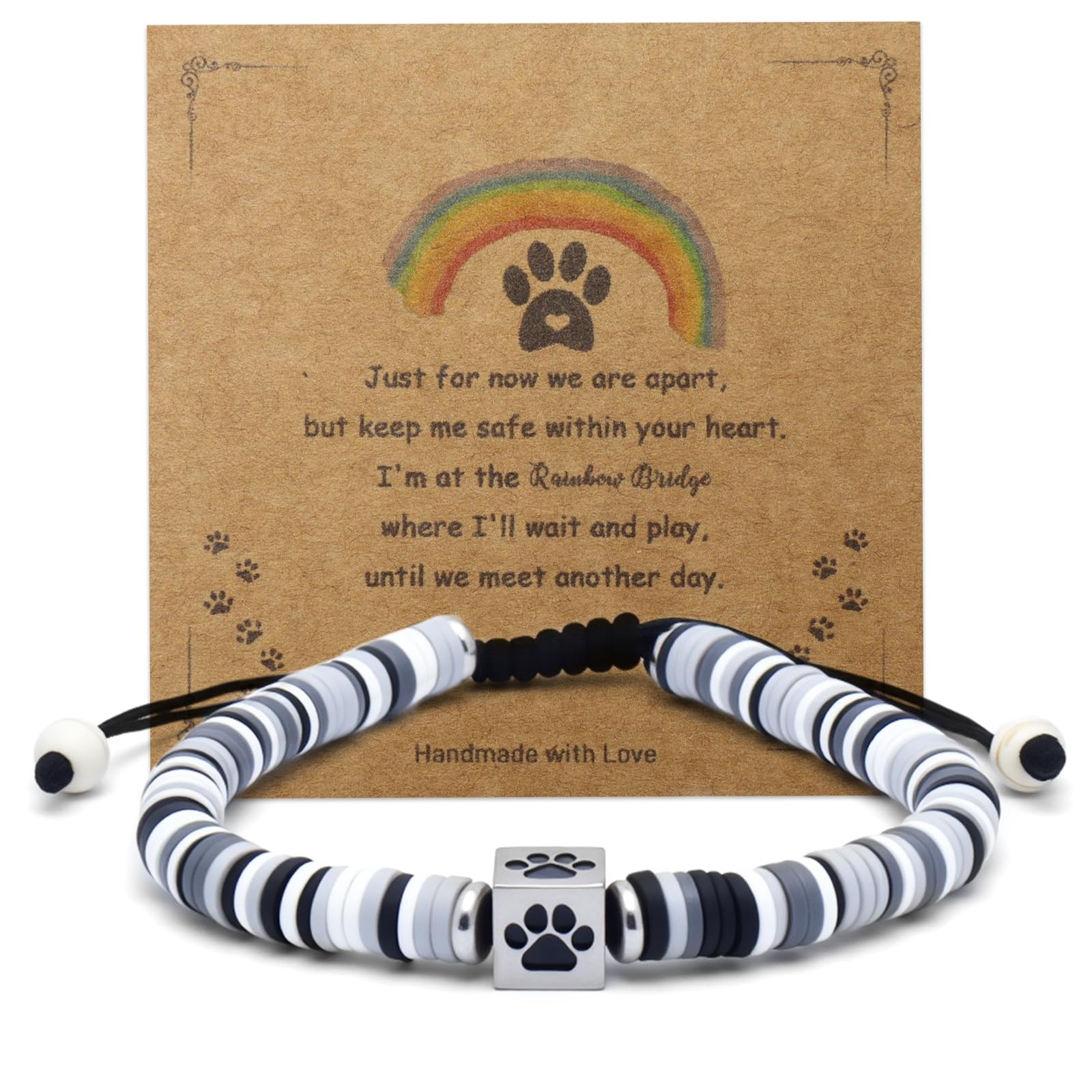 Dog Memorial Bracelet – Adjustable Pet Keepsake with Paw & Heart Charm, Sympa…