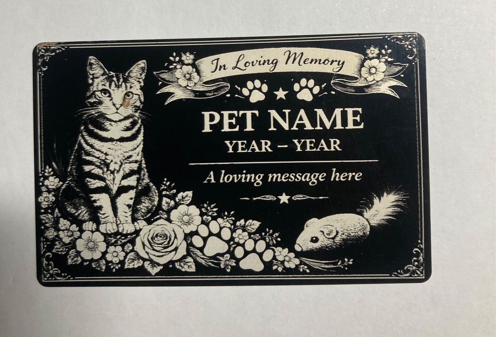 Personalised Pet Memorial Plaque Custom Photo Engraved Aluminium Dog Cat Horse