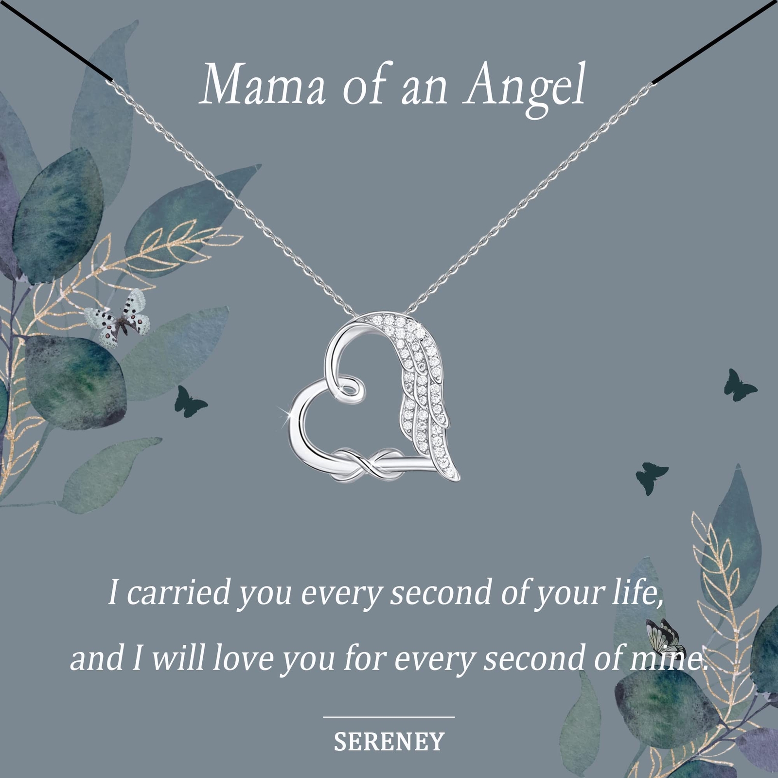 Sympathy Gifts for Loss of Loved One, Sterling Silver Angel Wing Infinity Hea…