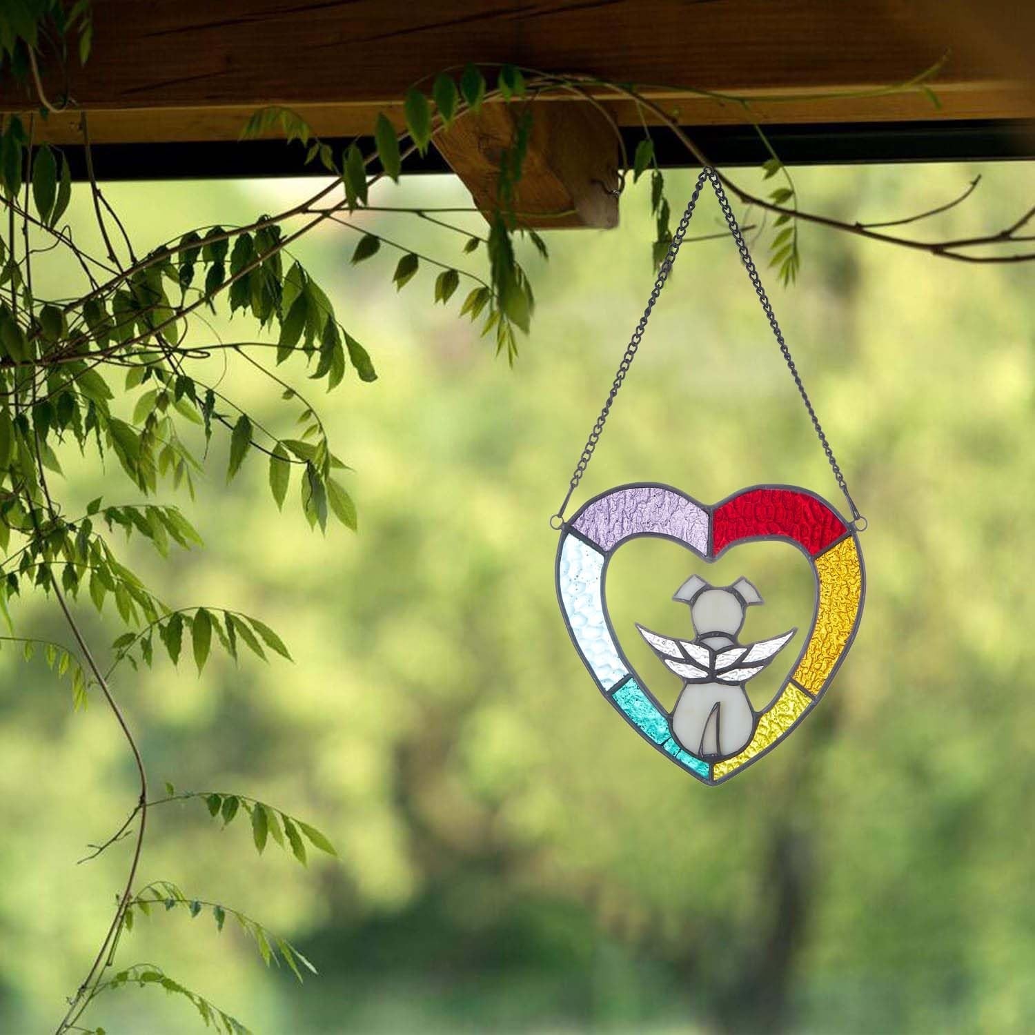 Dog Memorial Suncatcher, Pet Sympathy Gifts, Dog Memorial Gift, Real Stained …