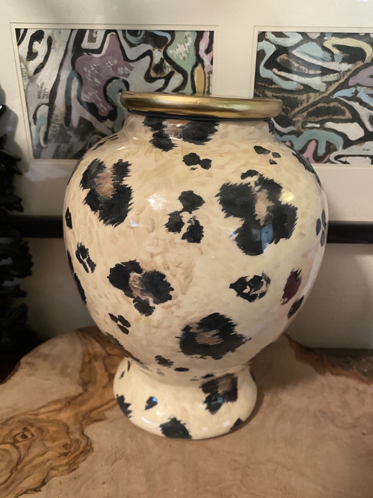 Custom Pet URN 4 your DOG cremation ANY BREED Ceramic Leopard swarovsky crystal