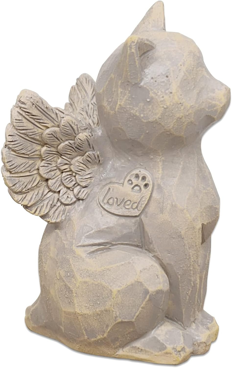 Cat Angel Memorial Figurine, Gray, Resin Sculpture for Cat Lovers, Pet Loss Gift