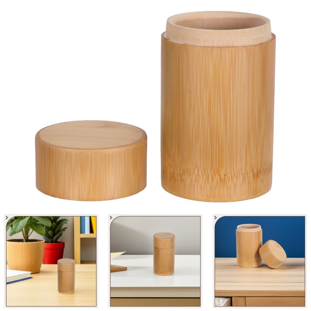 One Reusable Bamboo Dog Ashes Holder Brown Pet Cremation Urn