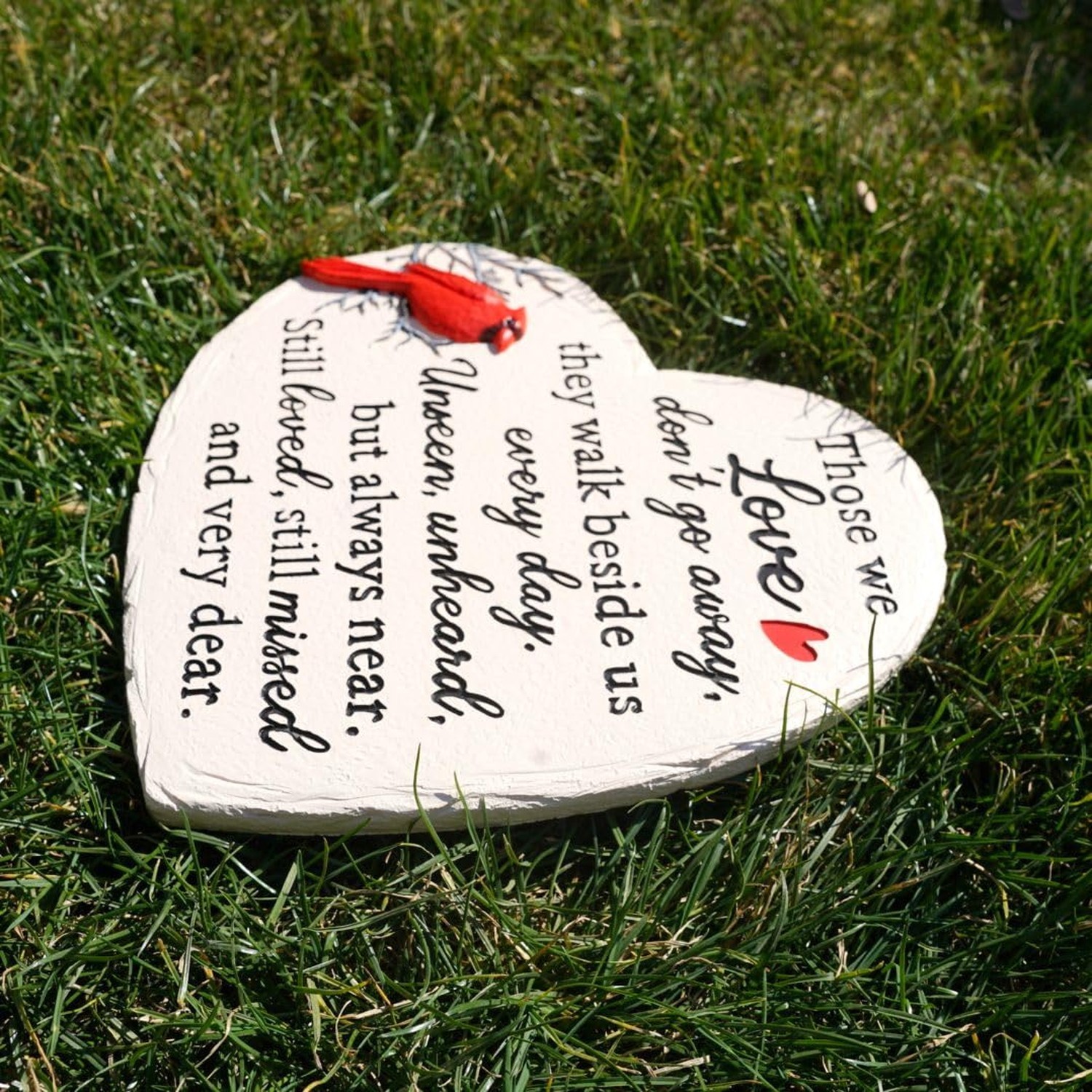 Heart Shaped Memorial Garden Stones, 10 inches Sympathy Garden Stone for Love…
