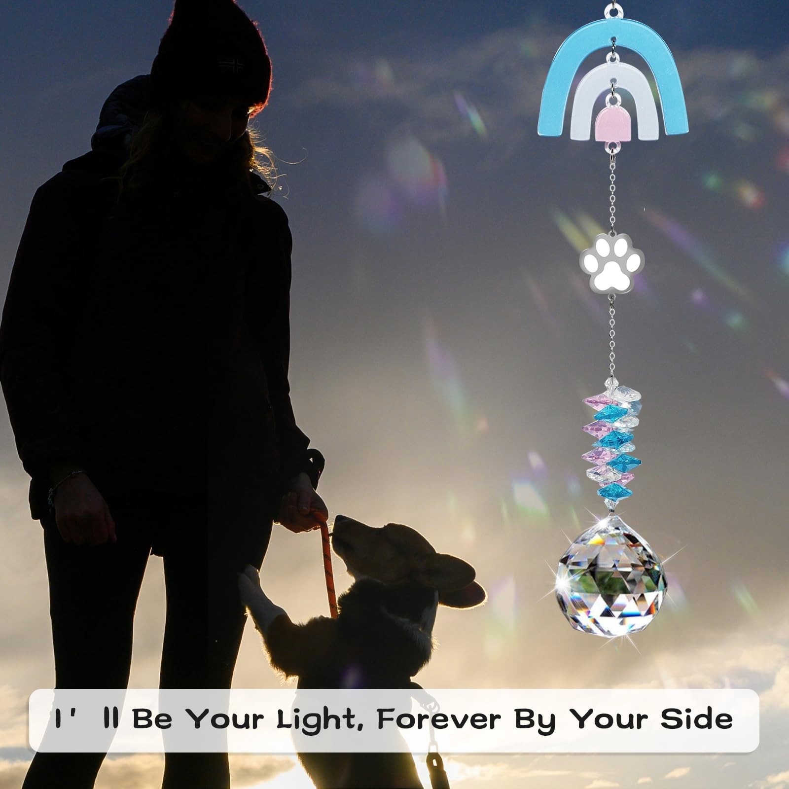 Pet Memorial Suncatcher with Crystal – Rainbow Bridge Pet Loss Gift for Dogs …