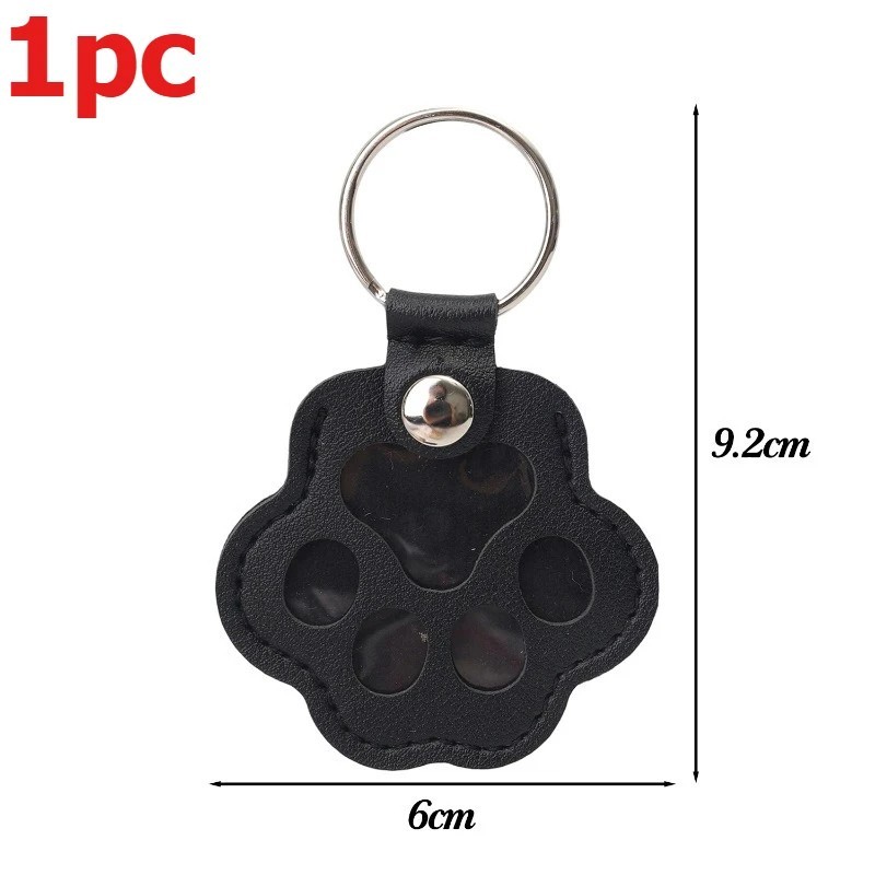 Pets Hair Memorial Keepsake Keychain PU Leather Dog Cat Storage Pouch Bag Charm