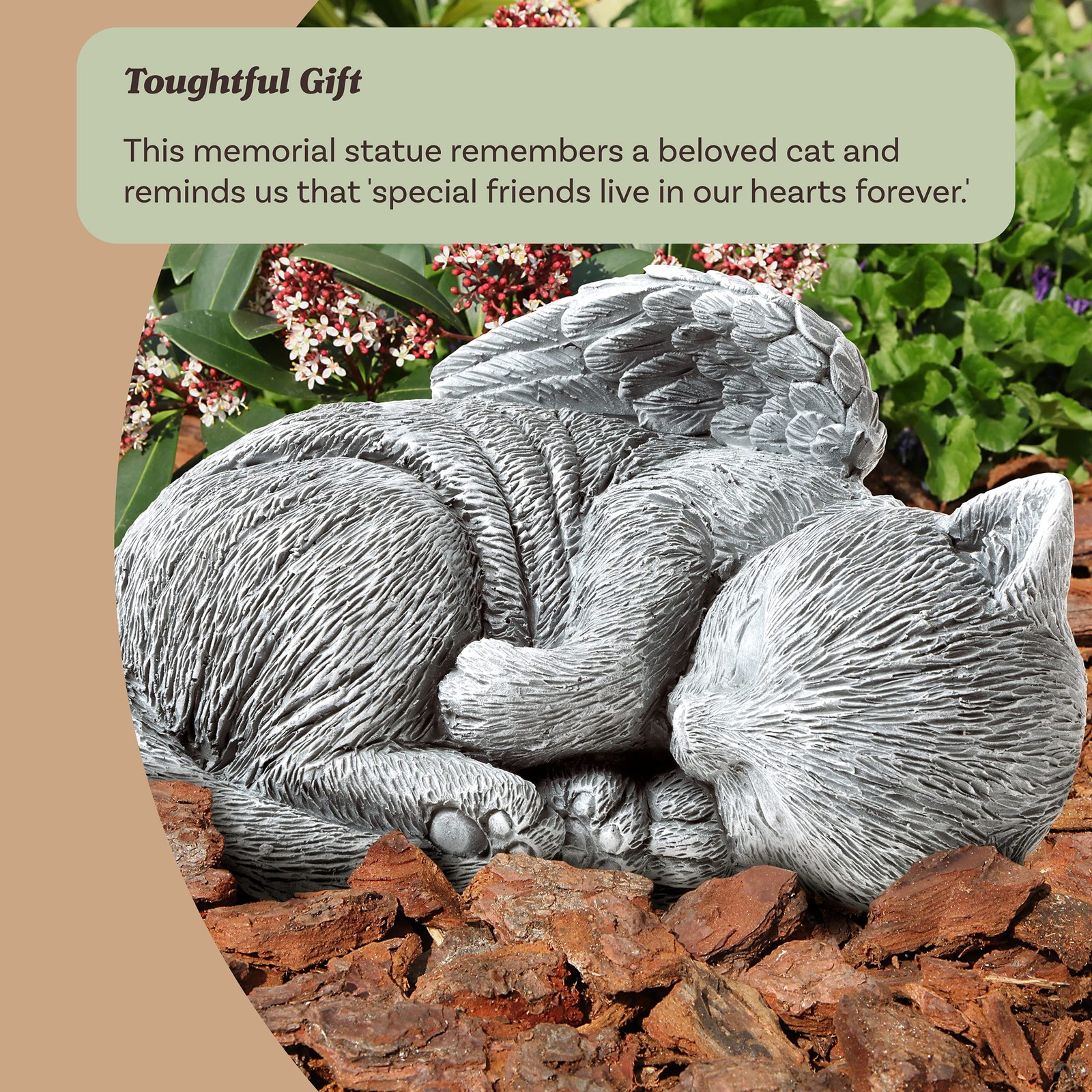 Cat Memorial Stone – Peaceful Sleeping Kitten Angel Statue for Garden, Rememb…