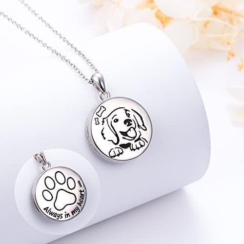Dog Round Shape Locket That Holds Pictures 925 Sterling Silver Necklace Pendant