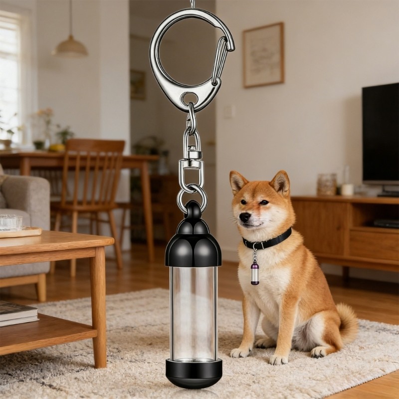 Secure Round Base Cremation Keychains For Pet Ashes Memorial Urn Durability