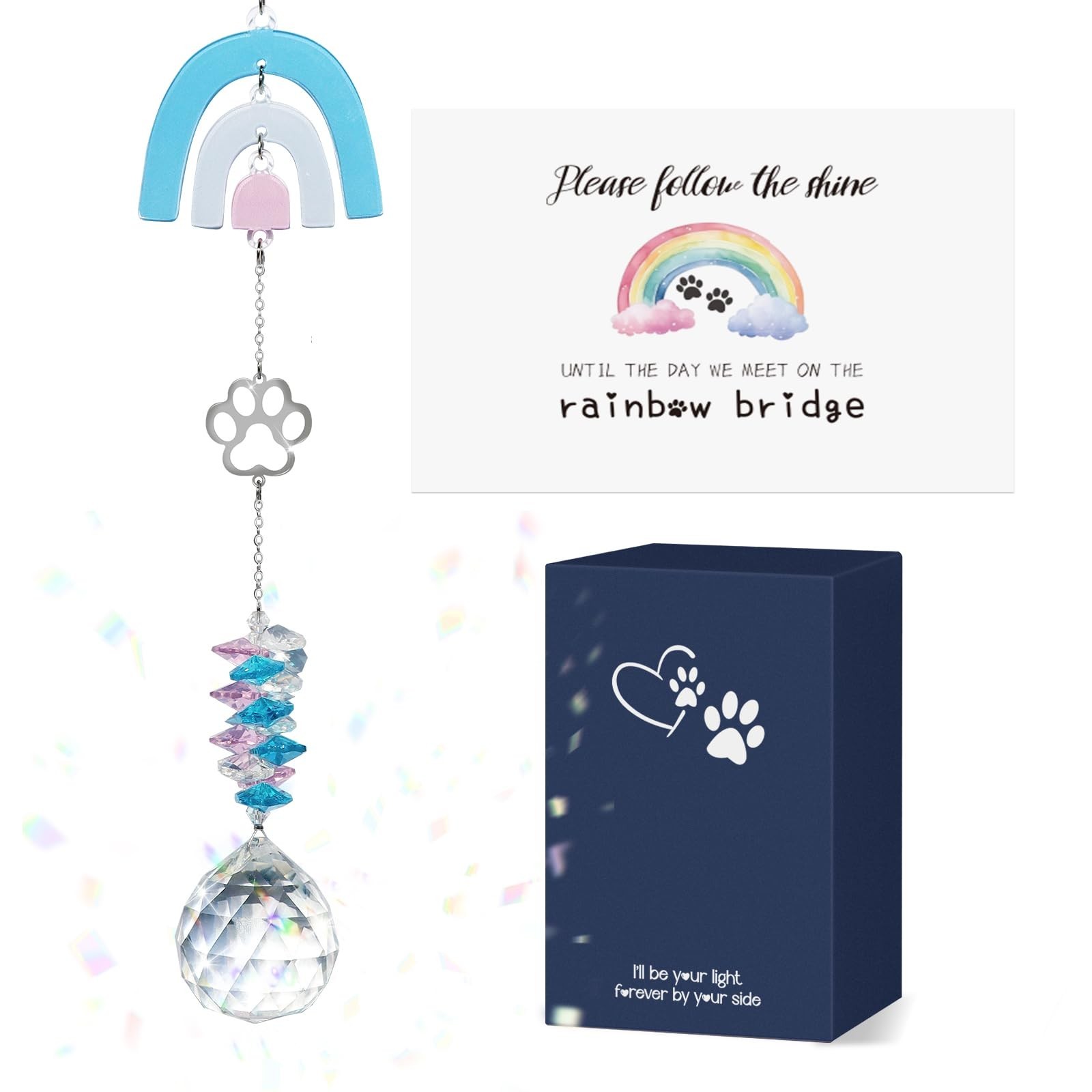 Pet Memorial Suncatcher with Crystal – Rainbow Bridge Pet Loss Gift for Dogs …