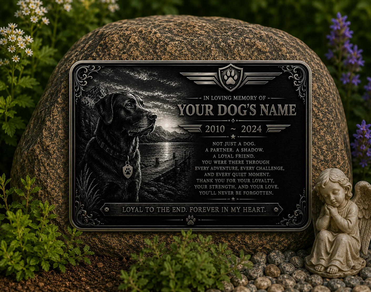 Personalised Pet Memorial Plaque Custom Photo Engraved Aluminium Dog Cat Horse