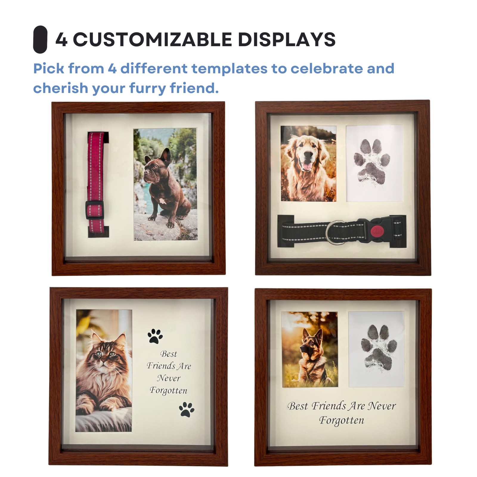 Memorial Picture Frame for Pets – Paw Print Kit – Remembrance for Dogs & Cats…