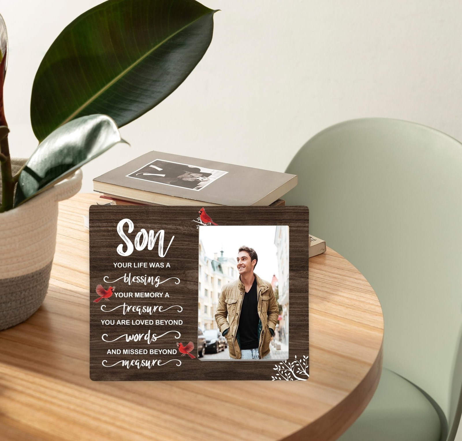 Son Memorial Wooden Picture Frame, In Loving Memory Remembrance Photo Frame G…