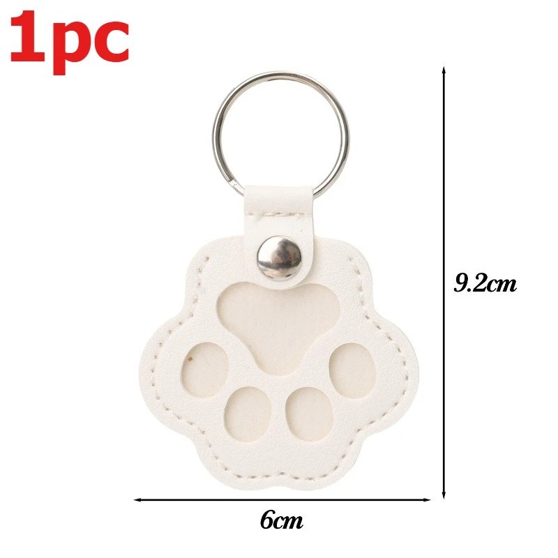 Pets Hair Memorial Keepsake Keychain PU Leather Dog Cat Storage Pouch Bag Charm