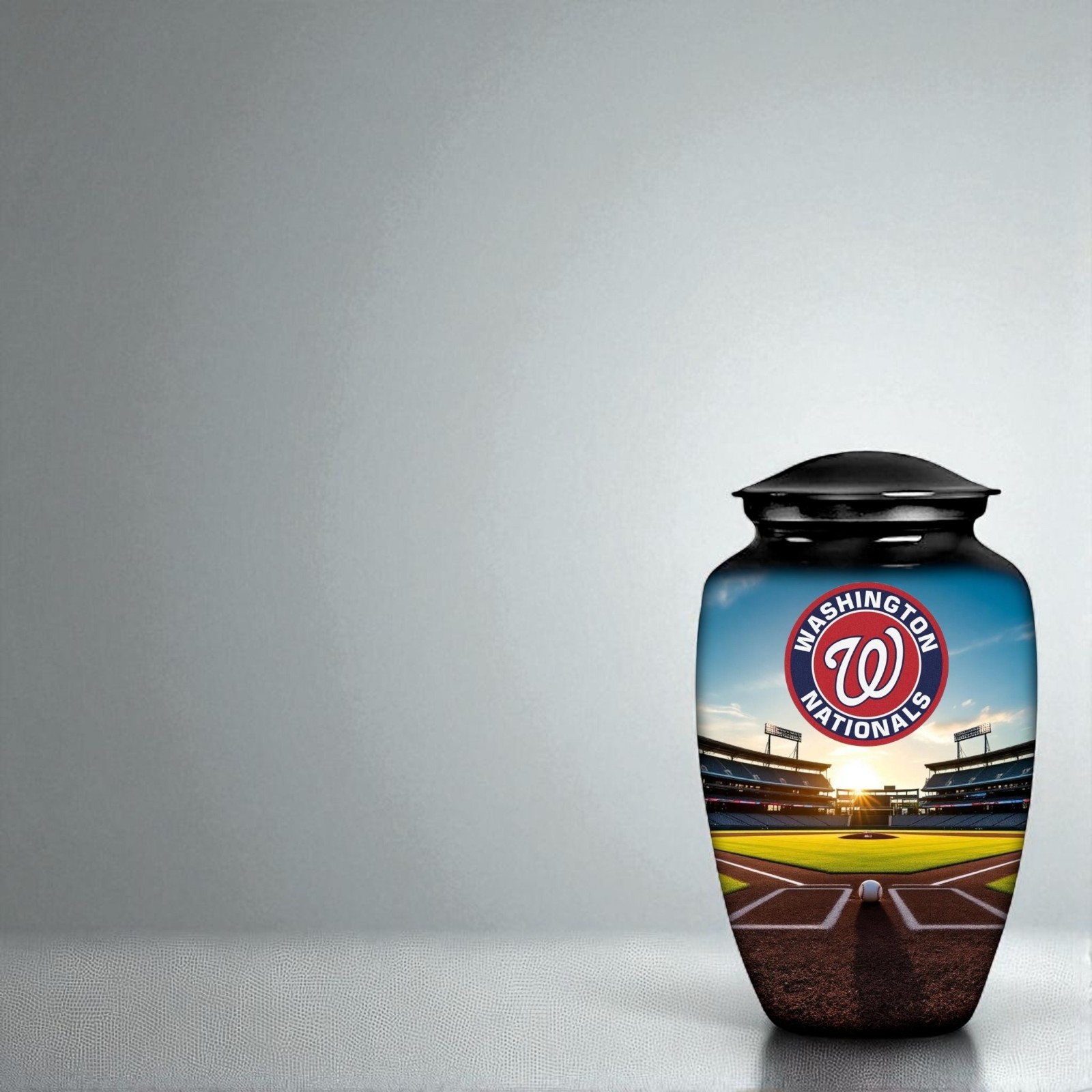 Black Large Baseball Theme Washington Cremation Urn Adult Human Ashes w/Bag