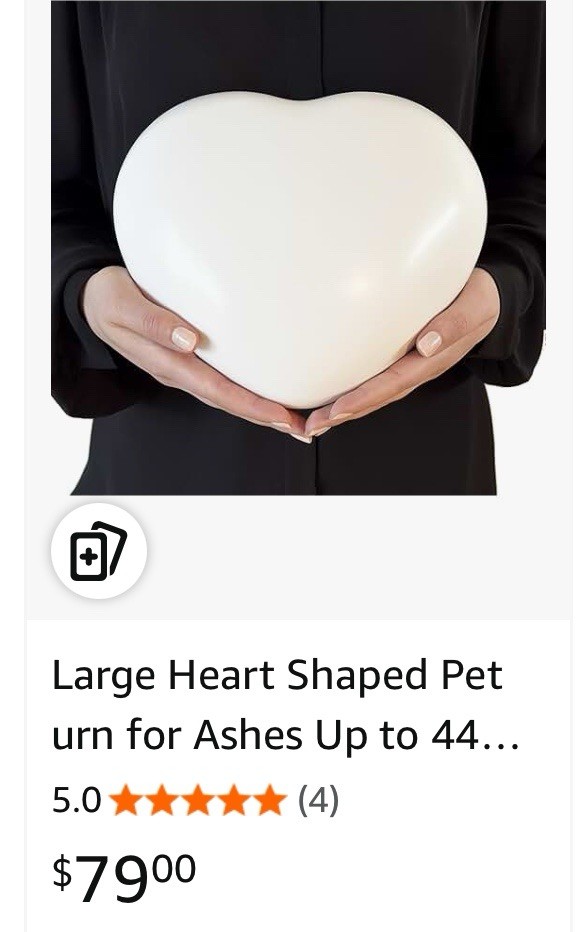 Large Heart Shaped Pet urn for Ashes Up to 44 lbs