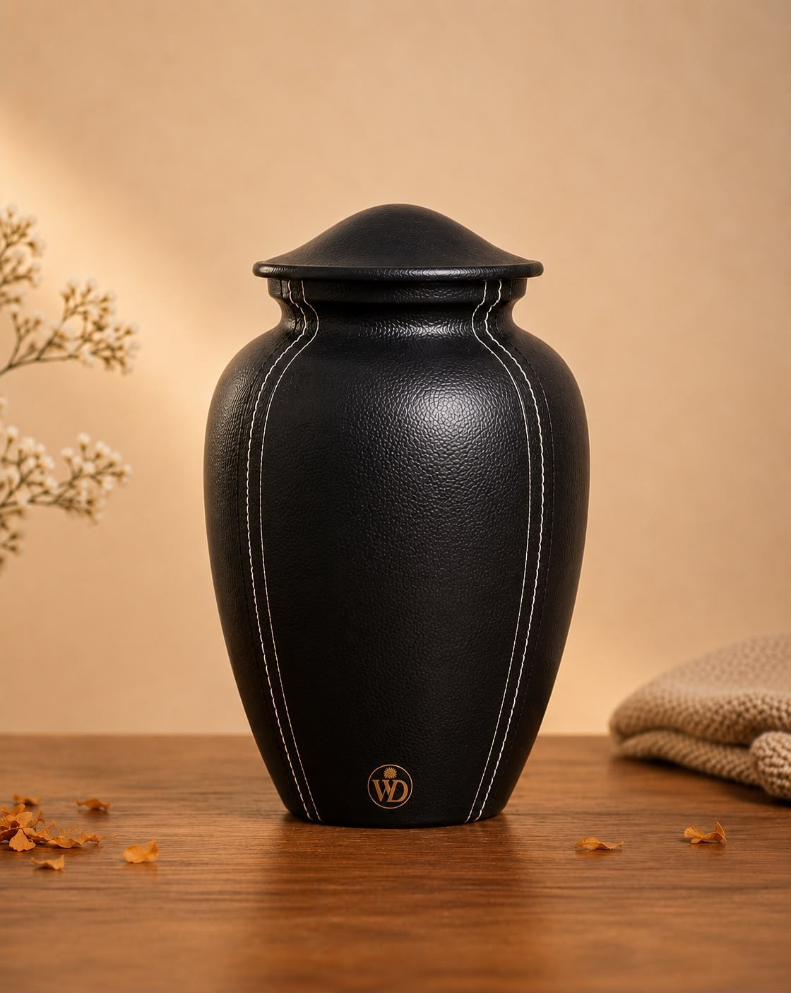 Premium Leather Cremation Urn for Human Ashes Adult 200 Cu In Aluminum Core
