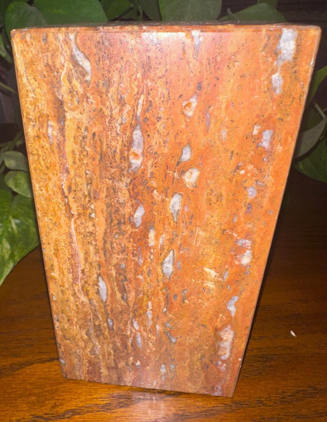 Natural dark travertine marble rectangle pet urn memorial dog cremains handmade