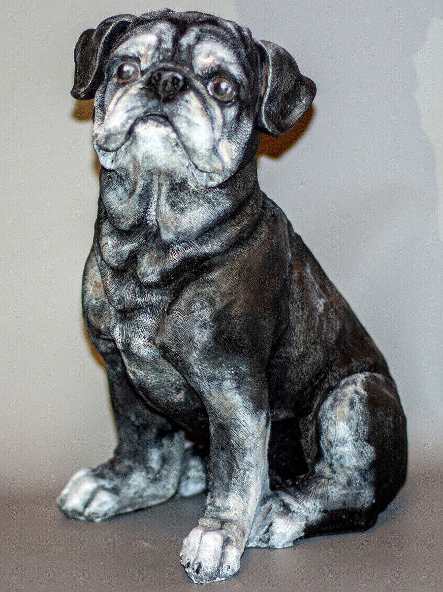 Pet Memorial Urn Ashes Black Pug Dog Loss Grave Sculpture Keepsake Sympathy Gift