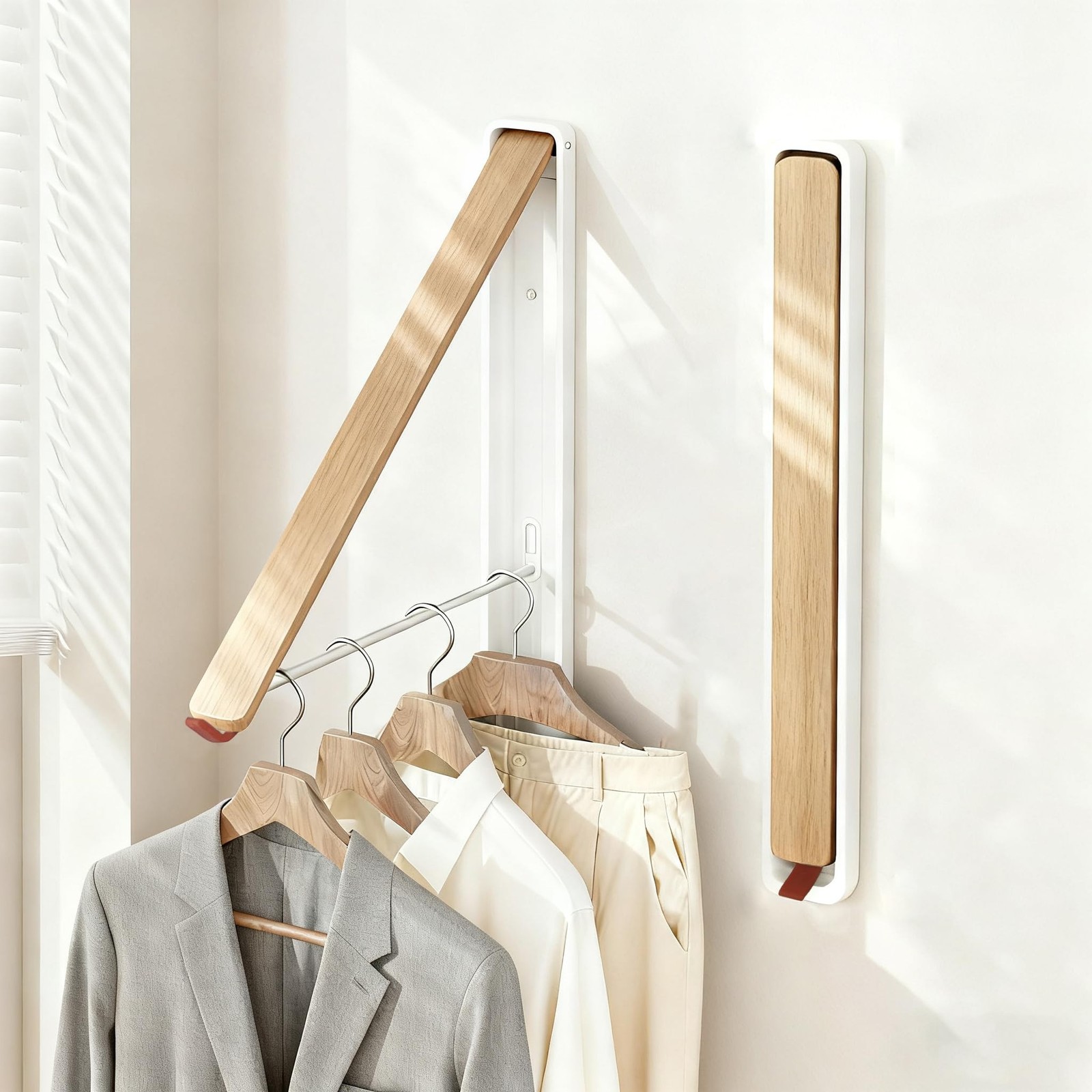 Clothes Drying Rack Wall Mounted for Laundry Balcony RV, Wood Color | Indoor …