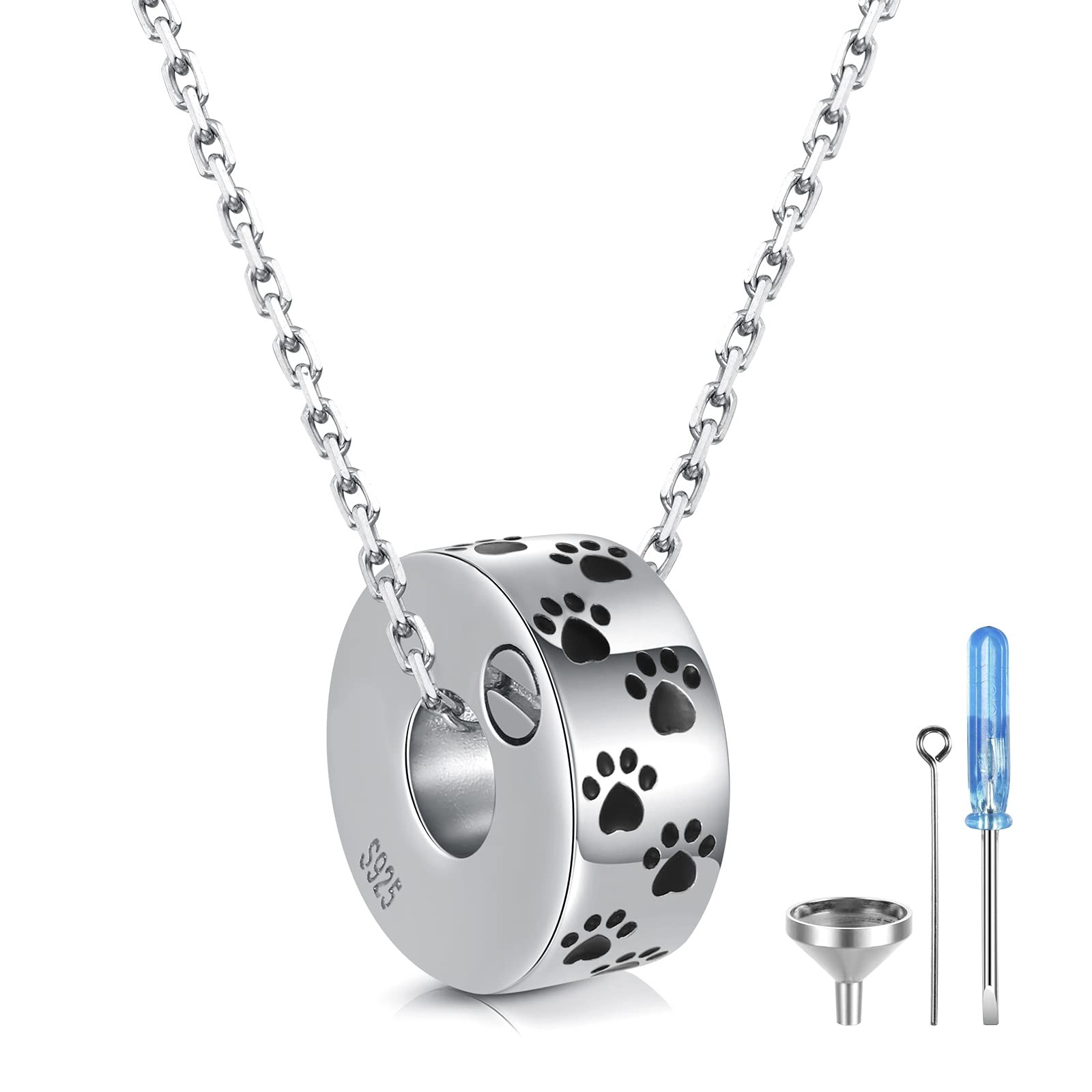 MANBU 925 Sterling Silver Cremation Jewelry for Pet Ash – Memorial Ash Pendan…