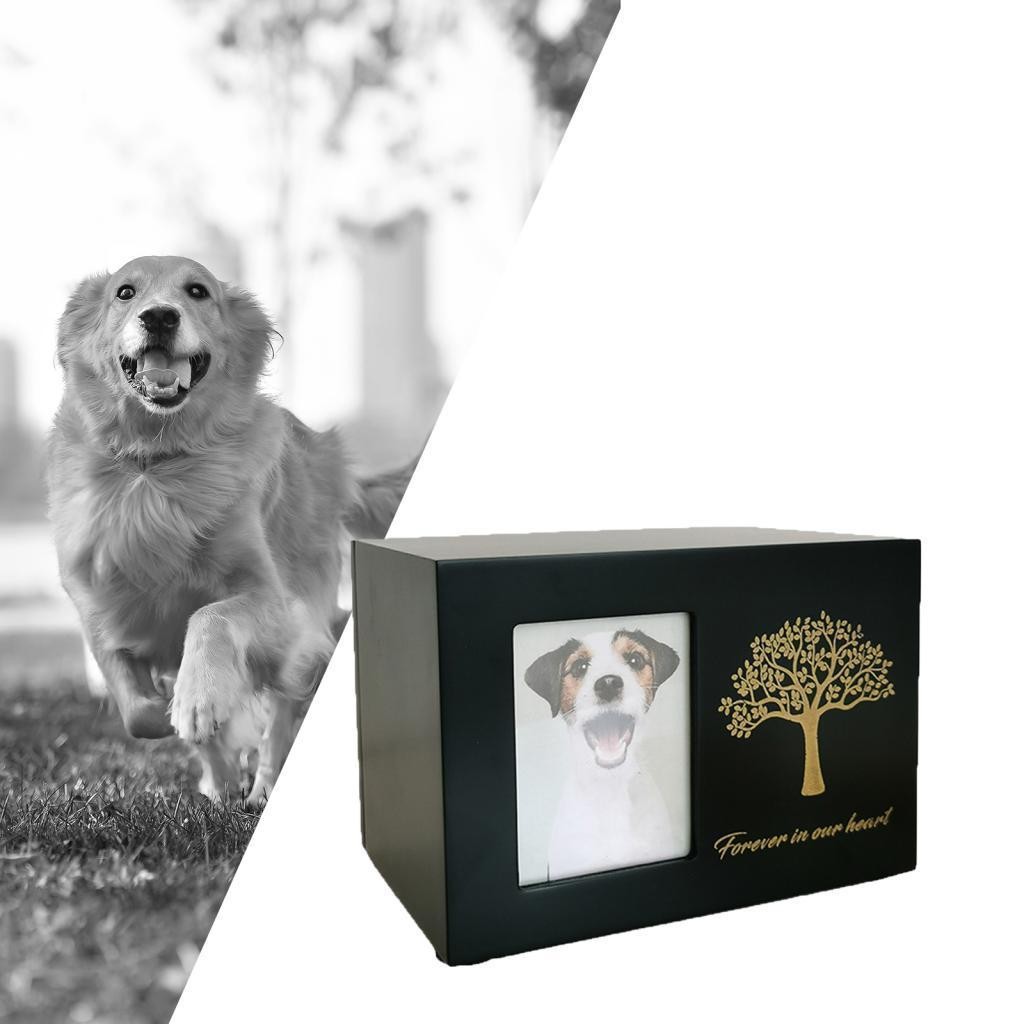 Pet Cremation Urn Supplies with Photo Frame Commemorative Wood Funeral Memorial