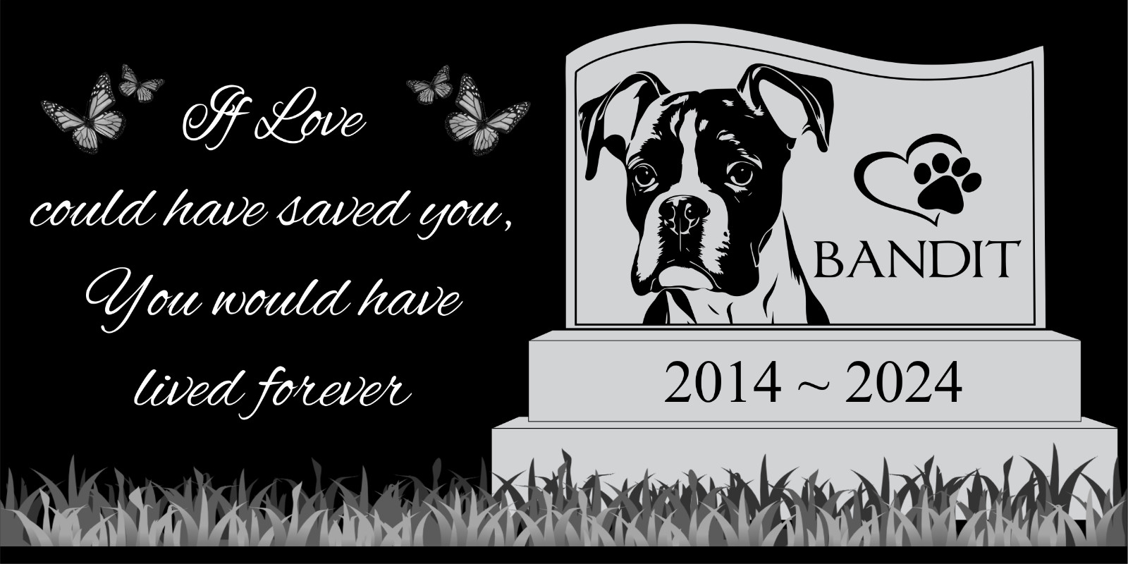 Pet memorial Engraved Marker, headstone Granite gravestone Boxer dog