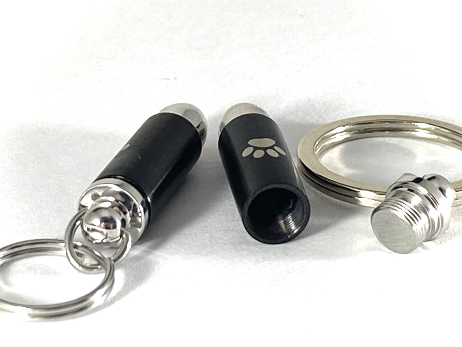 Mens Bullet Cremation Necklace Pendant Urn 4 Ashes SMALL VIAL Pet Paw Print Dog