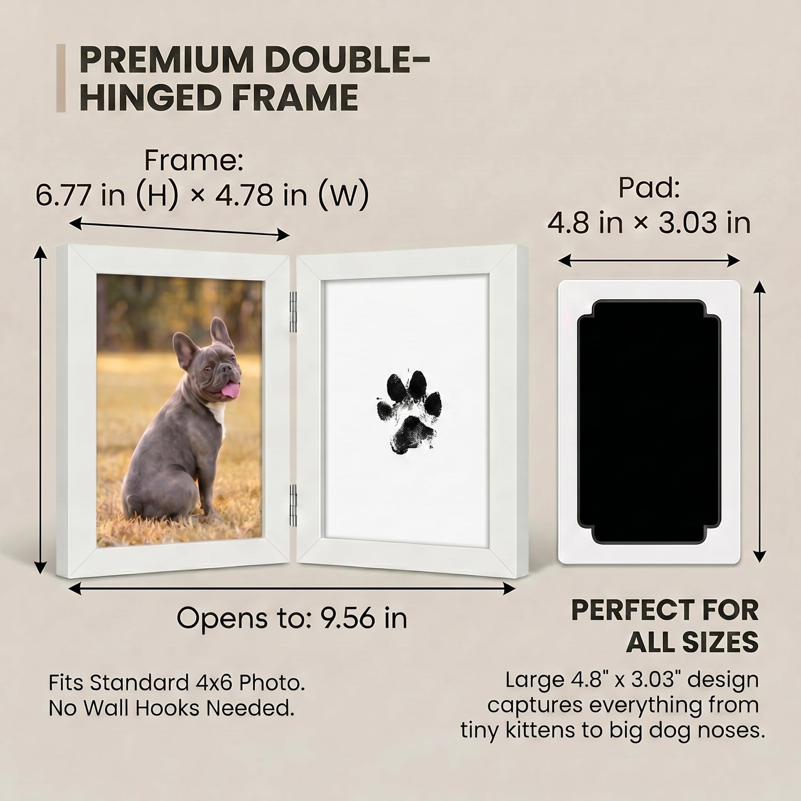 Pet Paw Print Kit & Leather Fur Keepsake Keychain – Inkless Dog Nose Print Se…