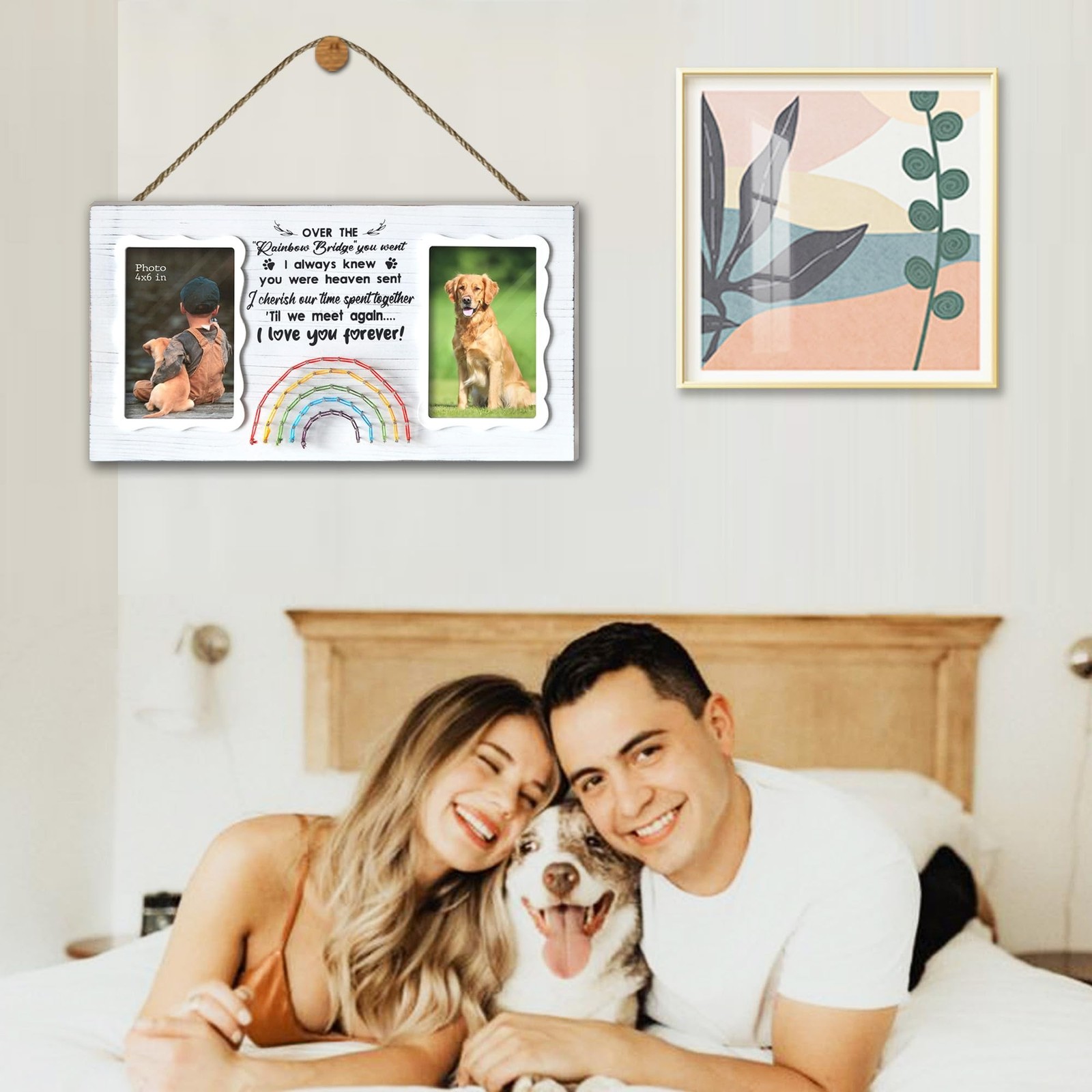 EXQUIDECA Dog Memorial Double Picture Frames 4×6 Inches – Pets Passing Away S…