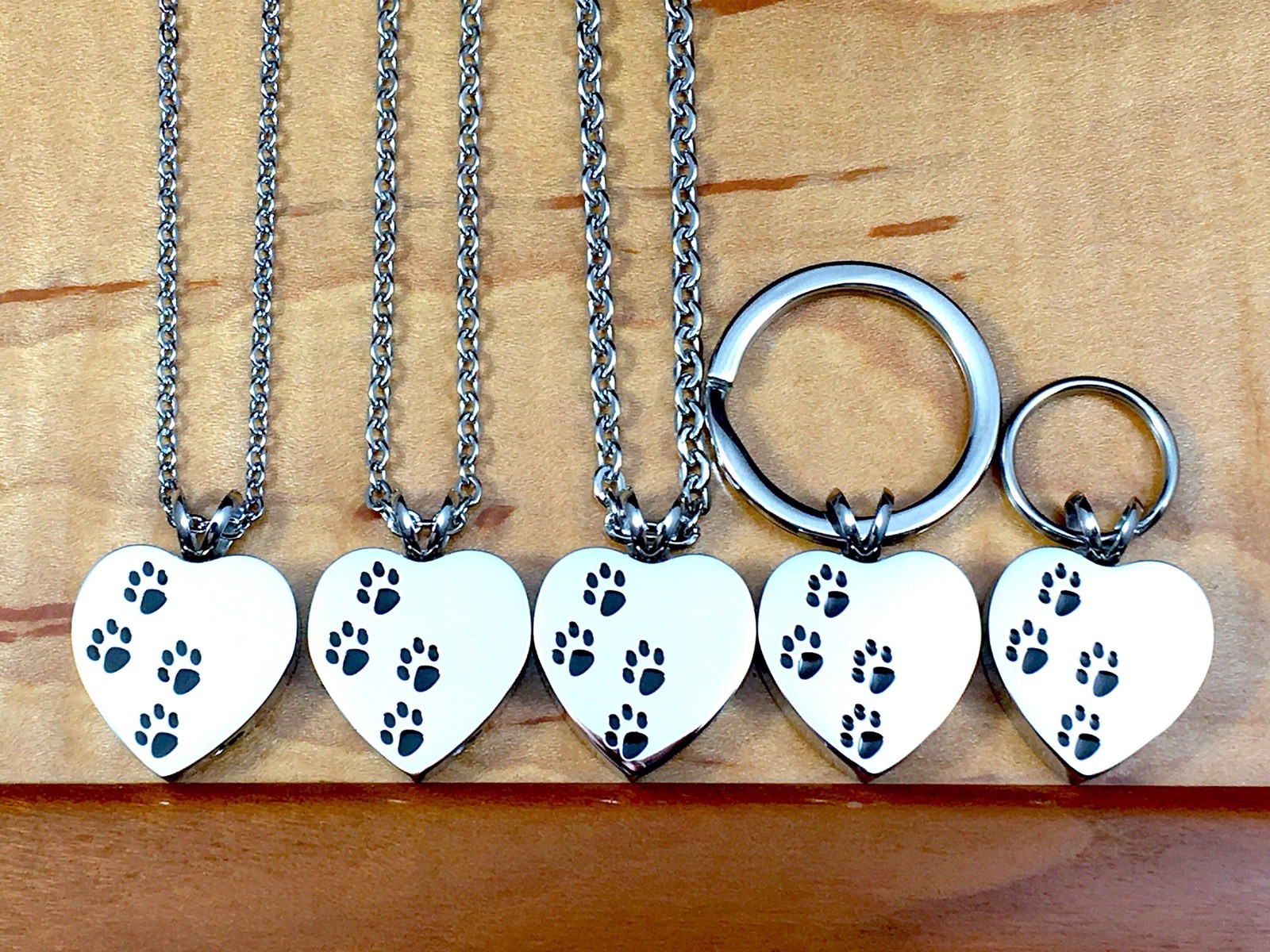 Pet Cremation Necklace Jewelry Pendant Urn 4 Ash Paw Prints On My Heart Dog Cat