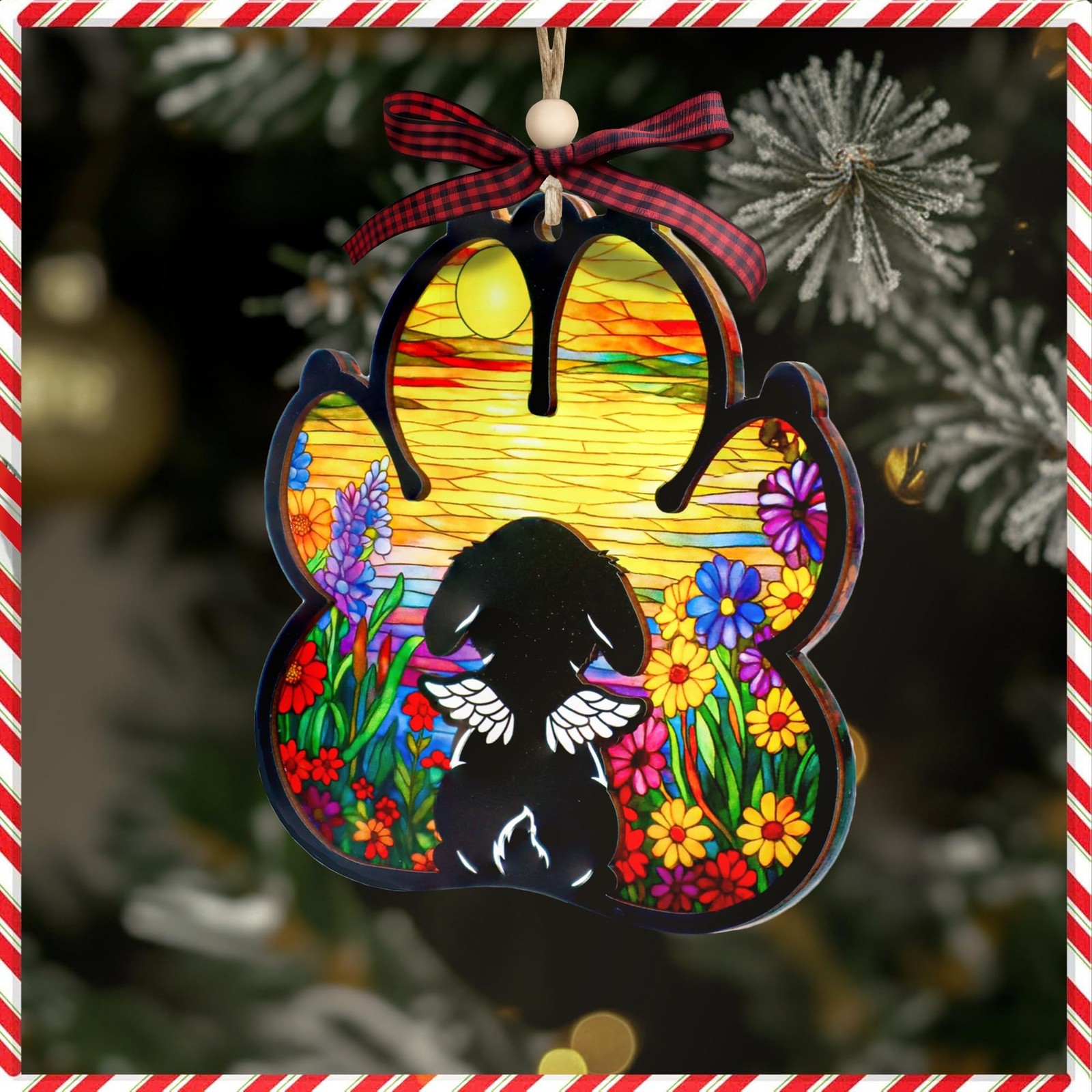 Dog Paw Memorial Ornament with Sympathy Card, Dog Memorial Suncatcher, Pet Re…