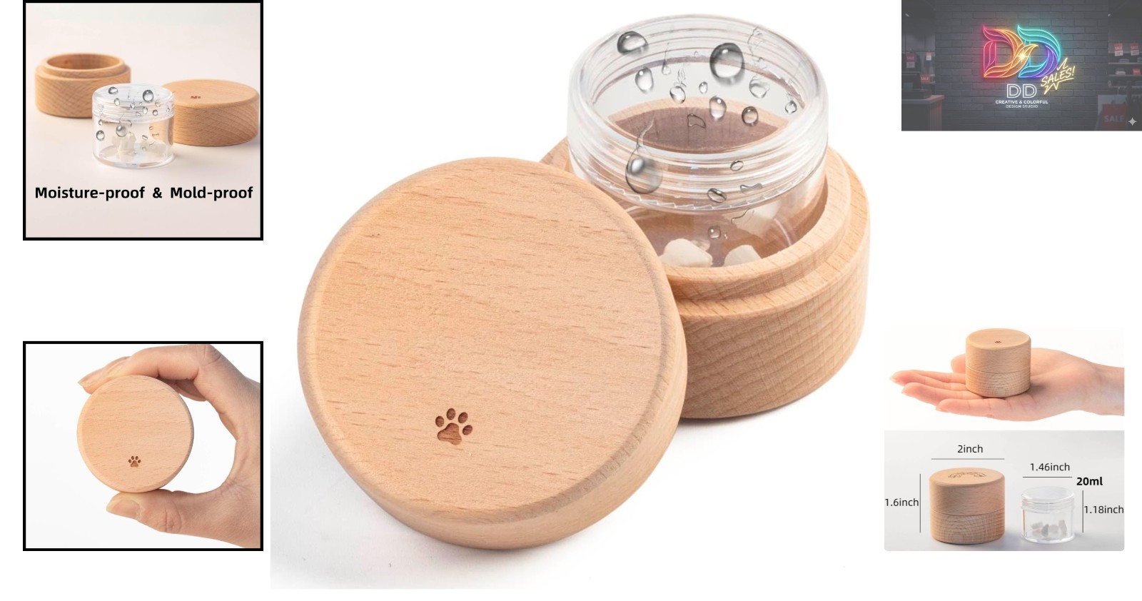 Pet Memorial Mini Urn with Acrylic Box – Stylish Wooden Keepsake for Dog & Ca…