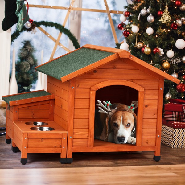 88x106x77cm Green Asphalt Roof Golden Red Main Body Fir House Type Cat And Dog H