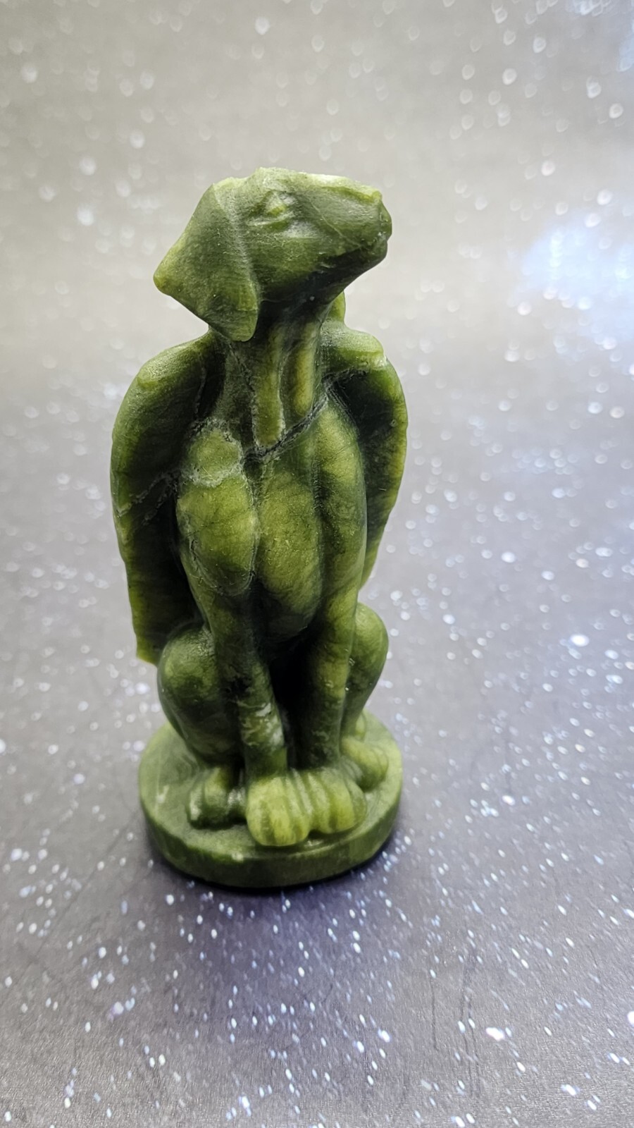 Xiuyan Jade Winged Angel Dog Pet Memorial, Pet Loss Gift, Gemstone Carving