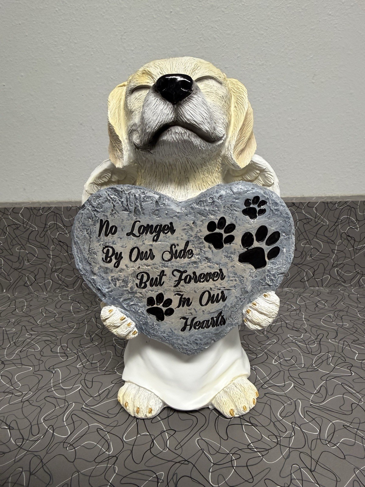 Dog Angel 9” Pet Memory Bereavement Statue “No Longer by Our Side…” New in Box