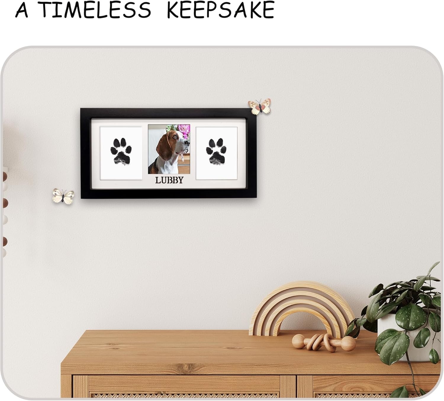 Dog & Cat Paw Print Frame Kit with Ink Pads, Personalization, Memorial Gift