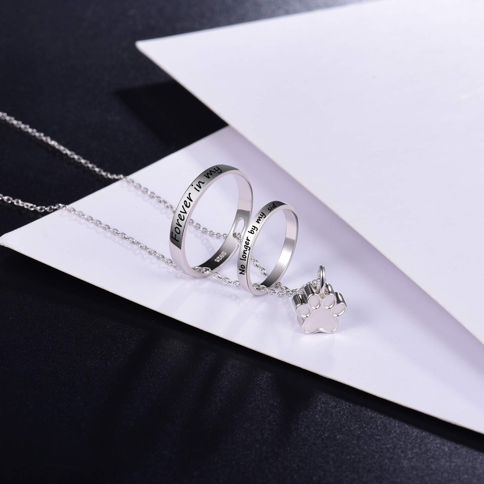 Acjna S925 Sterling Silver Paw Print Urn Necklace No Longer By My Side Forever