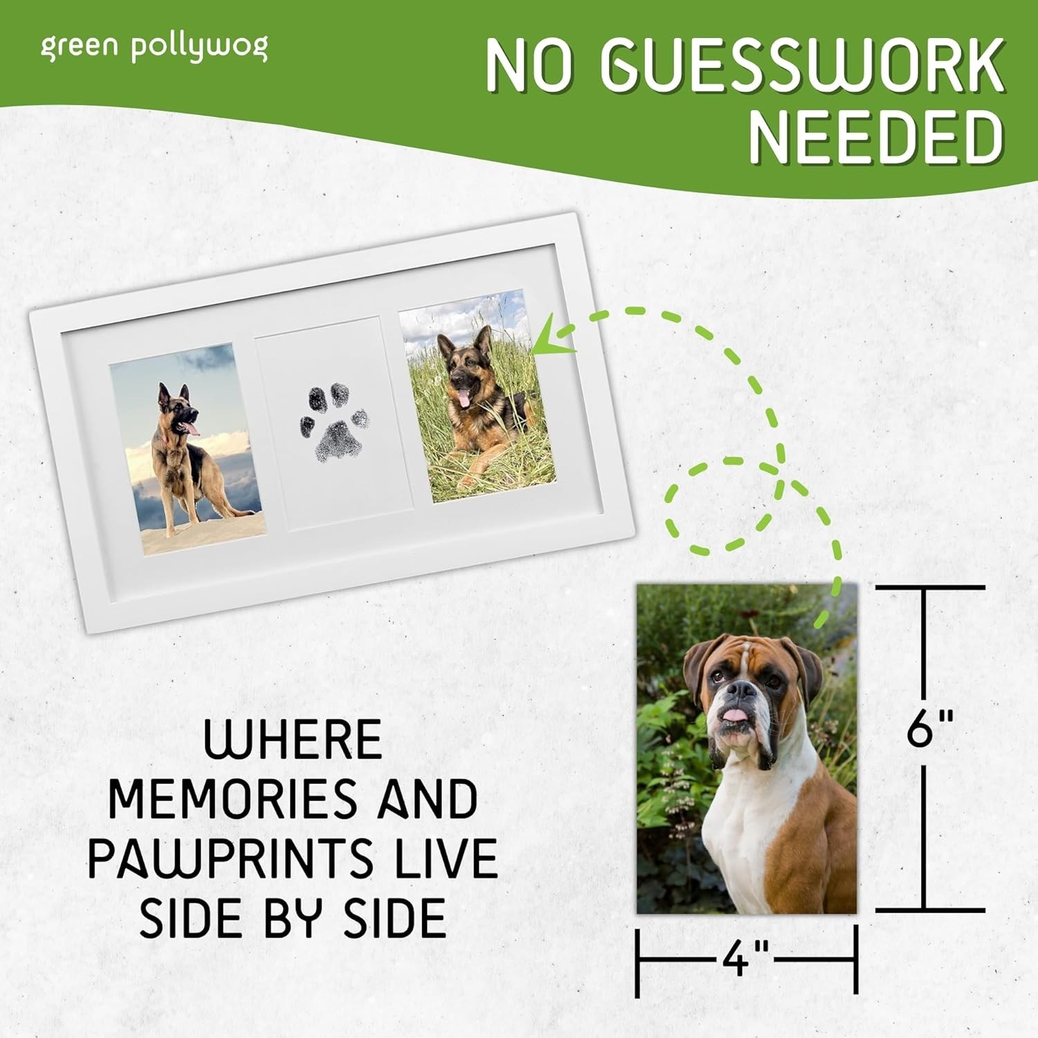 Pet Memorial Frame with Paw & Nose Print Kit, 2-Photo Wall Display