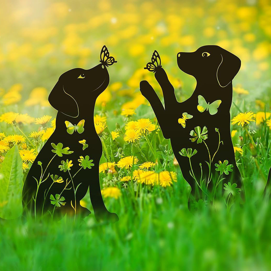 Rainbow Bridge Pet Memorial Garden Stakes 2-Pack Weather Resistant Iron Decor