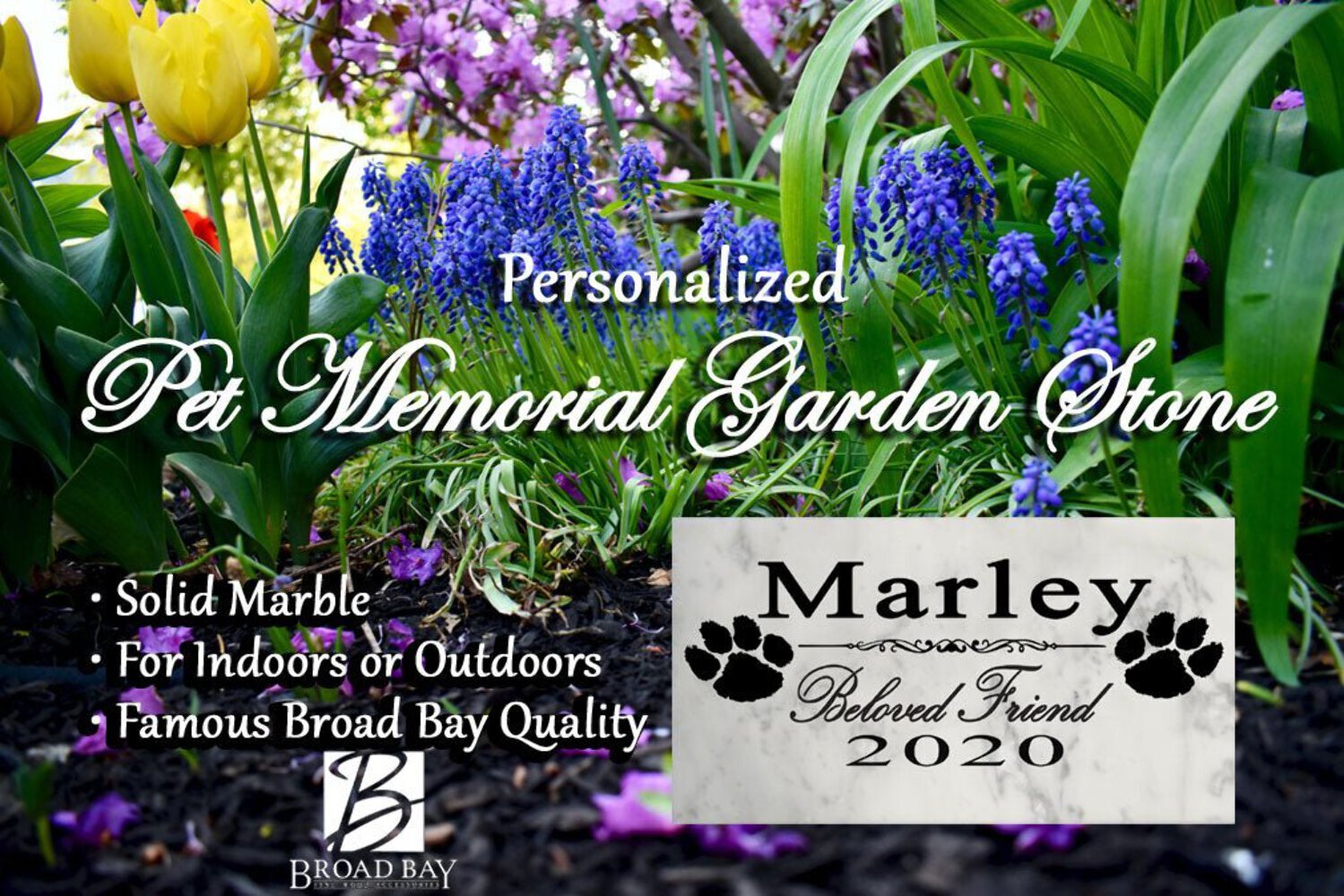 Dog Memorial Stone Grave Marker Personalized Name & Date