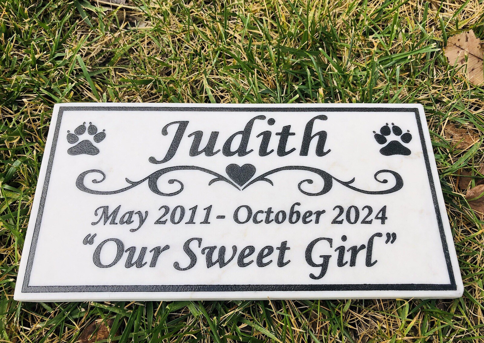 12″x 6″x 3/4″ Custom Engraved Stone Pet Memorial,Grave Marker Marble Plaque