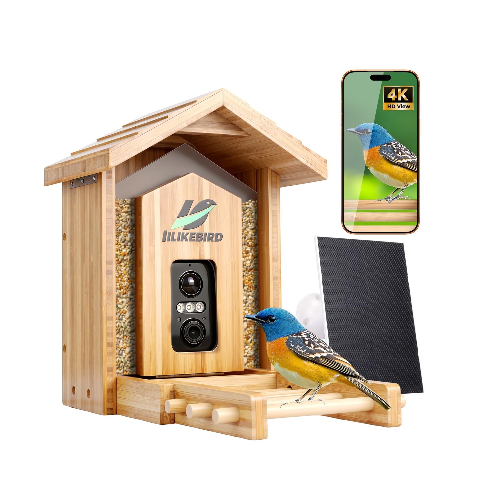 Bamboo Smart Bird Feeder with 4K Camera, AI Bird Identification 10000+ Specie…
