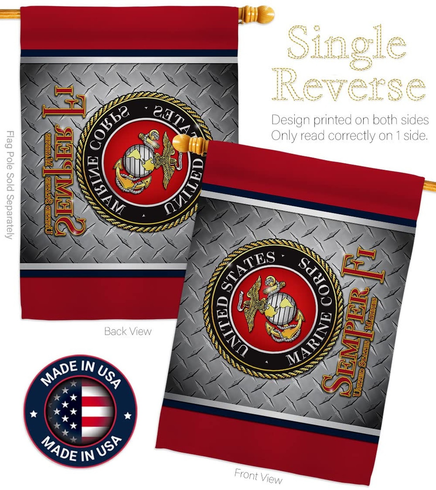 Semper Fi Memorial Day Gift Home Decor Banner Room Wall Patio Lawn Garden Fla…