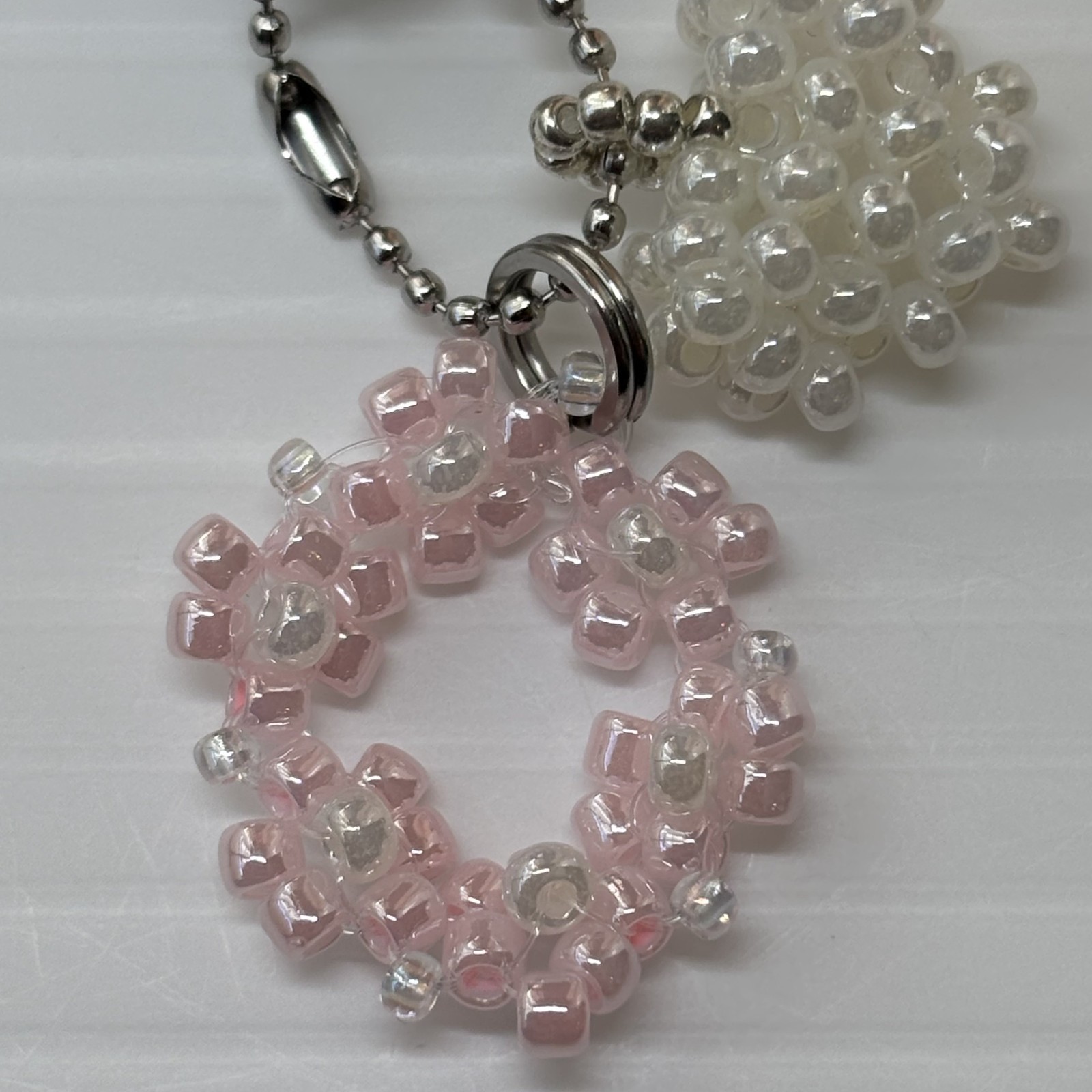Cremation Ashes Keychain – Cremation Keepsake(with pink ring and white heart)